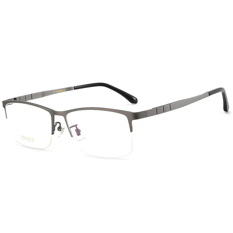 Bclear Men's Semi Rim Square Big Titanium Eyeglasses 71111