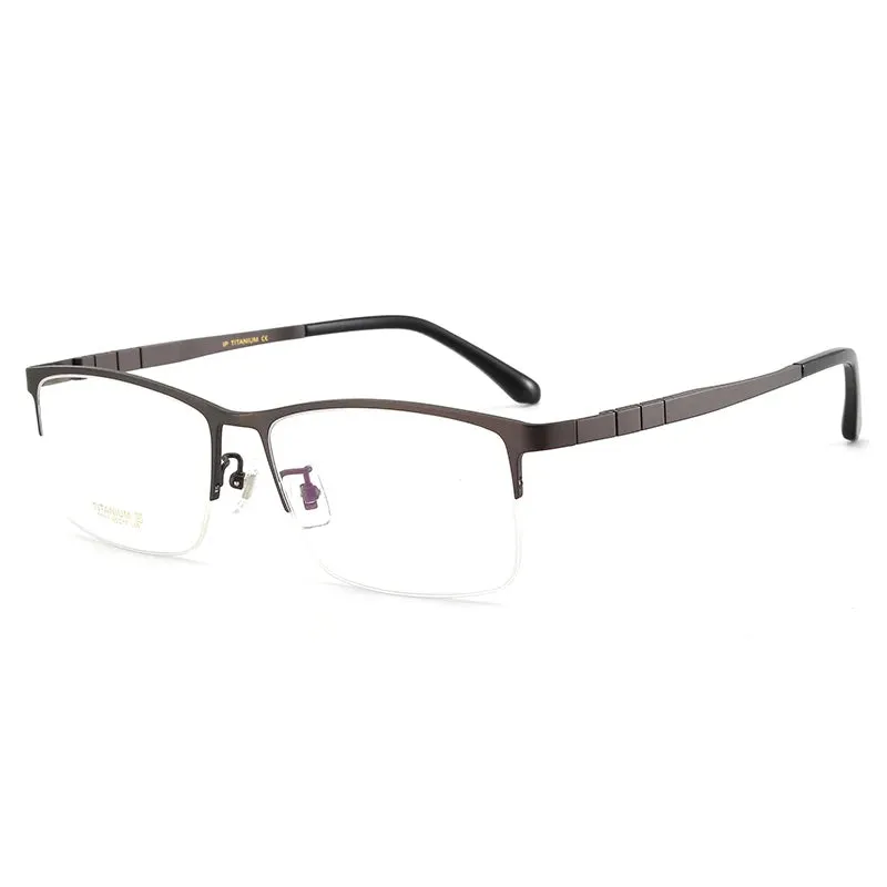 Bclear Men's Semi Rim Square Big Titanium Eyeglasses 71111