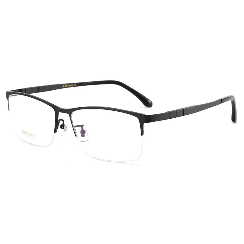 Bclear Men's Semi Rim Square Big Titanium Eyeglasses 71111