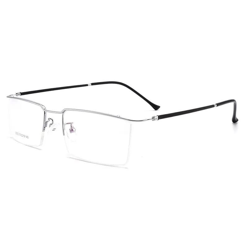 Bclear Men's Semi Rim Square Titanium Alloy Eyeglasses Sc2533