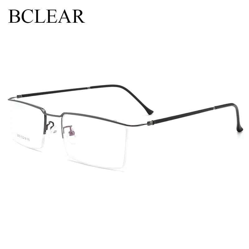 Bclear Men's Semi Rim Square Titanium Alloy Eyeglasses Sc2533