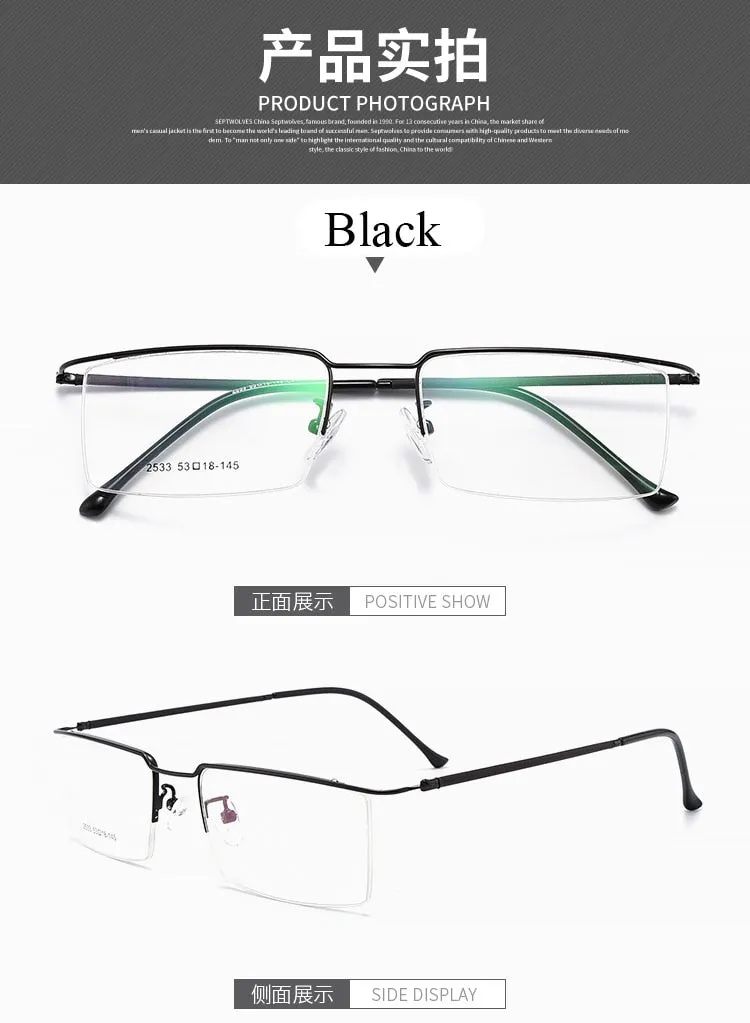 Bclear Men's Semi Rim Square Titanium Alloy Eyeglasses Sc2533