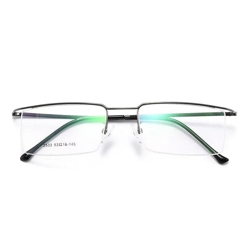 Bclear Men's Semi Rim Square Titanium Alloy Eyeglasses Sc2533