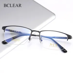 Bclear Men's Semi Rim Square Titanium Eyeglasses My5003