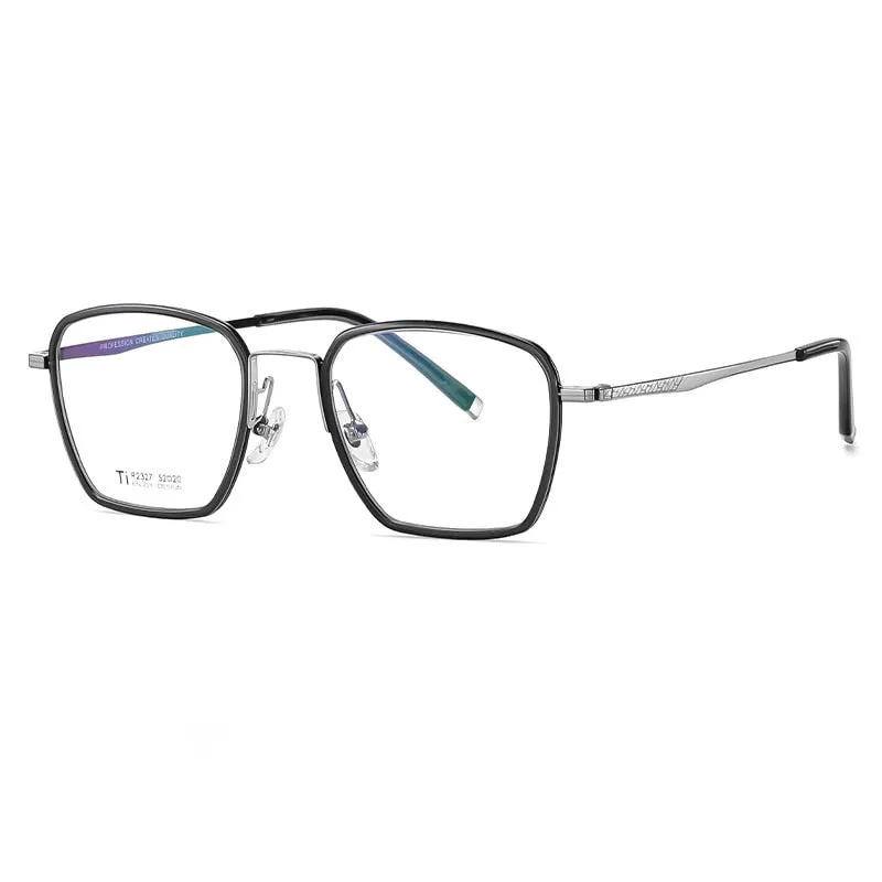 Bclear Unisex Full Rim Irregular Square Titanium Acetate Eyeglasses Nwd2327