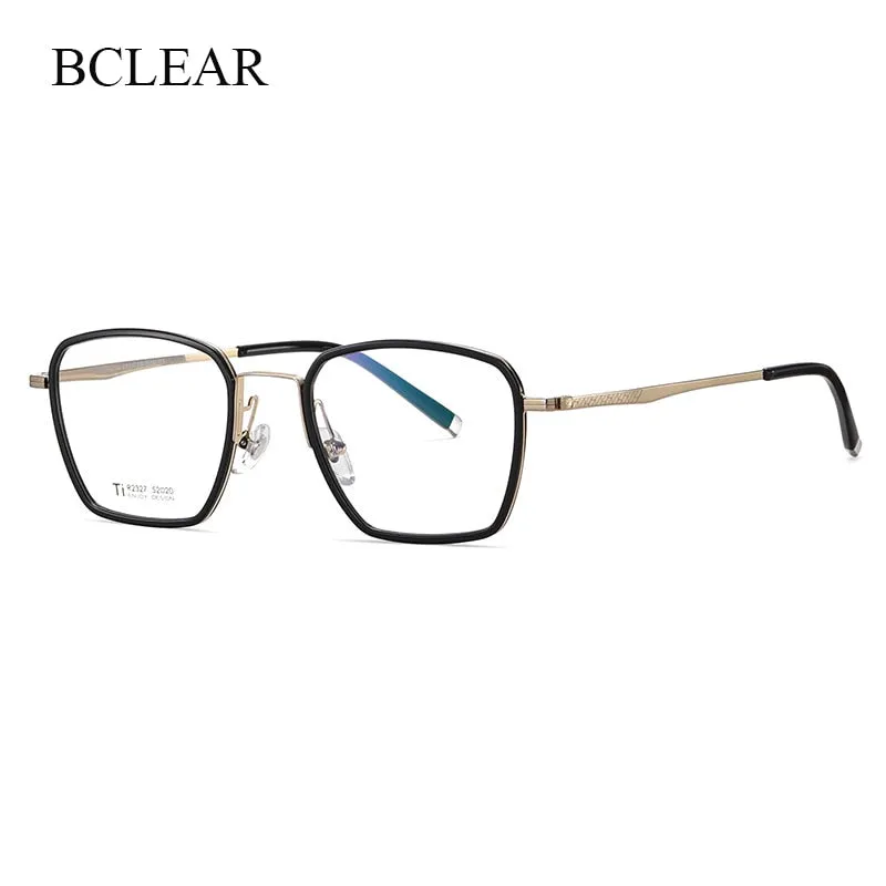 Bclear Unisex Full Rim Irregular Square Titanium Acetate Eyeglasses Nwd2327