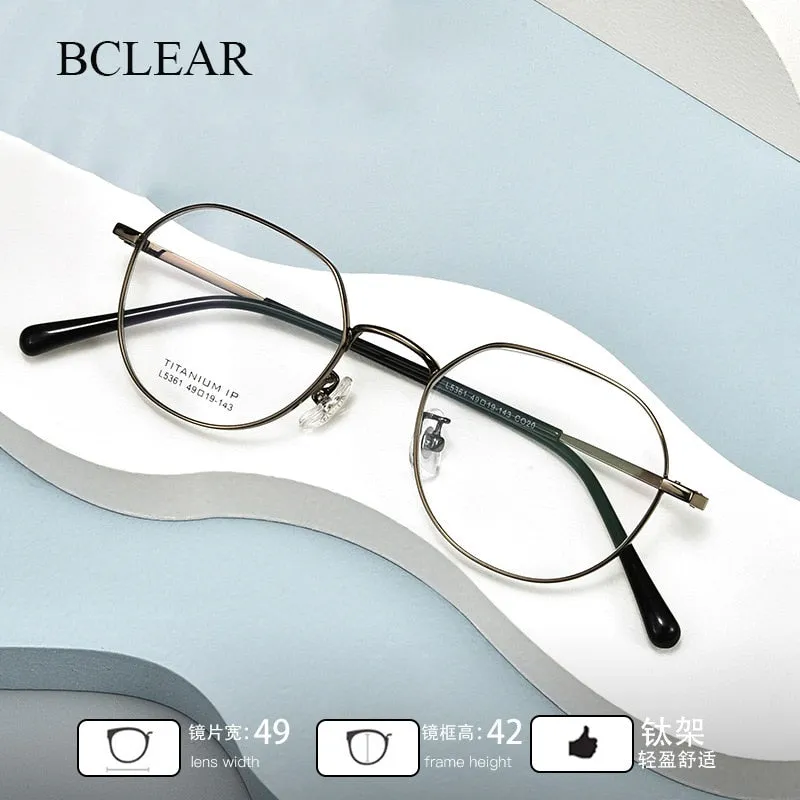 Bclear Unisex Full Rim Polygon Titanium Eyeglasses Lb5361