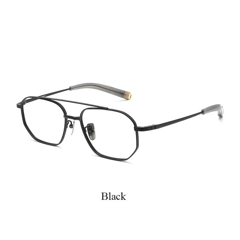 Bclear Unisex Full Rim Square Double Bridge Titanium Eyeglasses Bsf07518