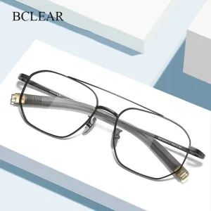 Bclear Unisex Full Rim Square Double Bridge Titanium Eyeglasses Bsf07518