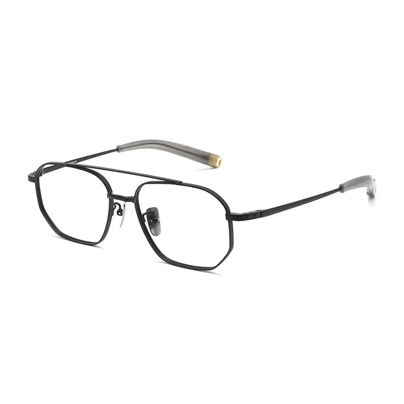 Bclear Unisex Full Rim Square Double Bridge Titanium Eyeglasses Bsf07518