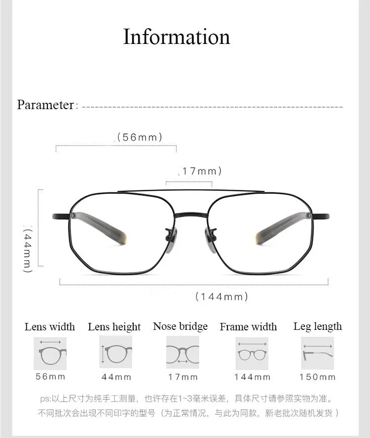 Bclear Unisex Full Rim Square Double Bridge Titanium Eyeglasses Bsf07518