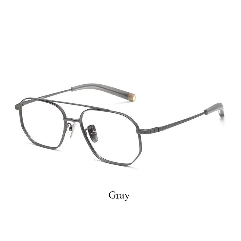 Bclear Unisex Full Rim Square Double Bridge Titanium Eyeglasses Bsf07518