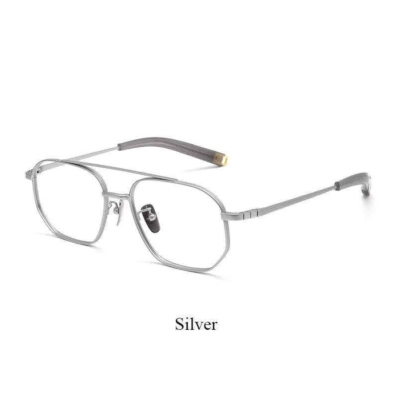 Bclear Unisex Full Rim Square Double Bridge Titanium Eyeglasses Bsf07518