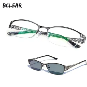 Bclear Women's Alloy Semi Rim Eyeglasses Photochromic P99001