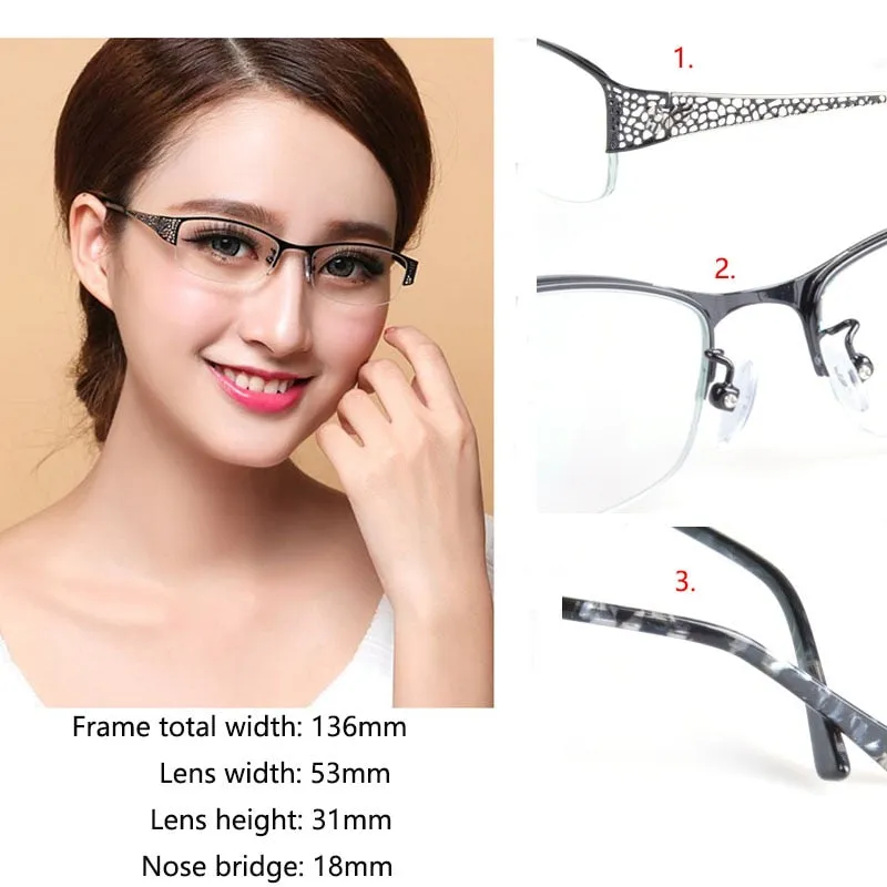 Bclear Women's Alloy Semi Rim Eyeglasses Photochromic P99001