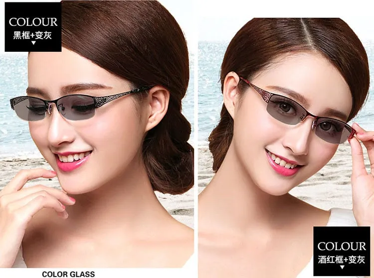 Bclear Women's Alloy Semi Rim Eyeglasses Photochromic P99001