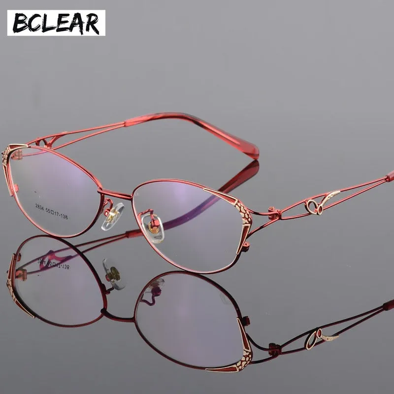 Bclear Women's Full Rim Square Cat Eye Alloy Eyeglasses S2834