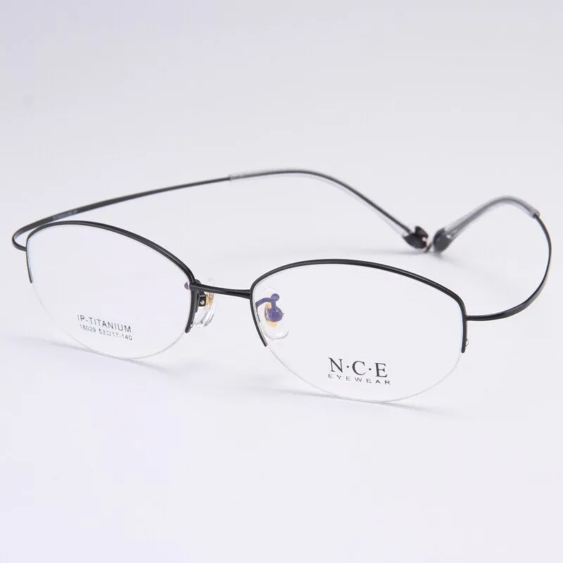 Bclear Women's Semi Rim Titanium Oval Eyeglasses Sc18029