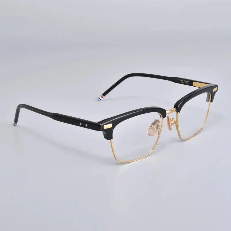 Black Mask Unisex Full Rim Browline Square Acetate Eyeglasses Bm-bt711