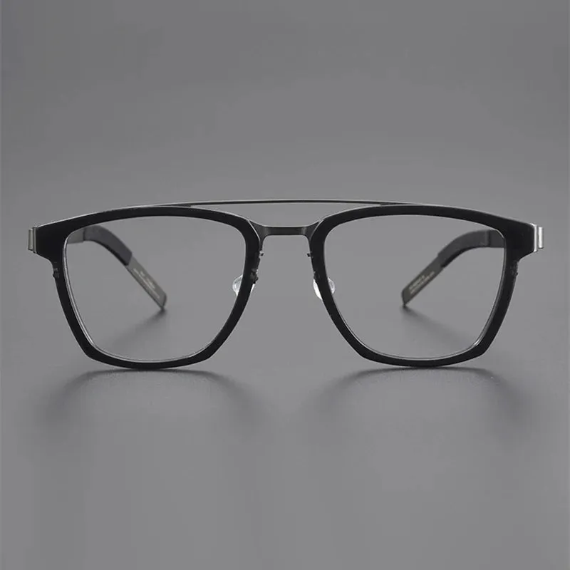 Black Mask Unisex Full Rim Double Bridge Titanium Square Eyeglasses 4507