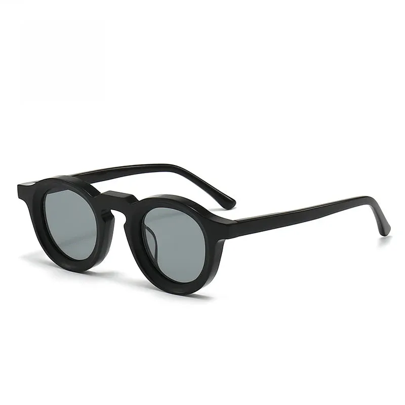 Black Mask Unisex Full Rim Round Acetate Sunglasses 442741