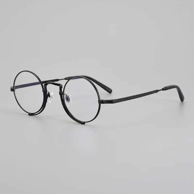 Black Mask Unisex Full Rim Round Titanium Eyeglasses 5919