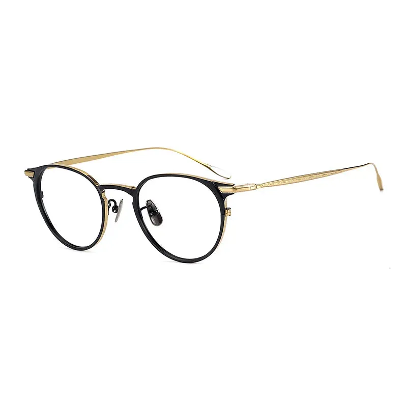 Black Mask Unisex Full Rim Round Titanium Eyeglasses M061