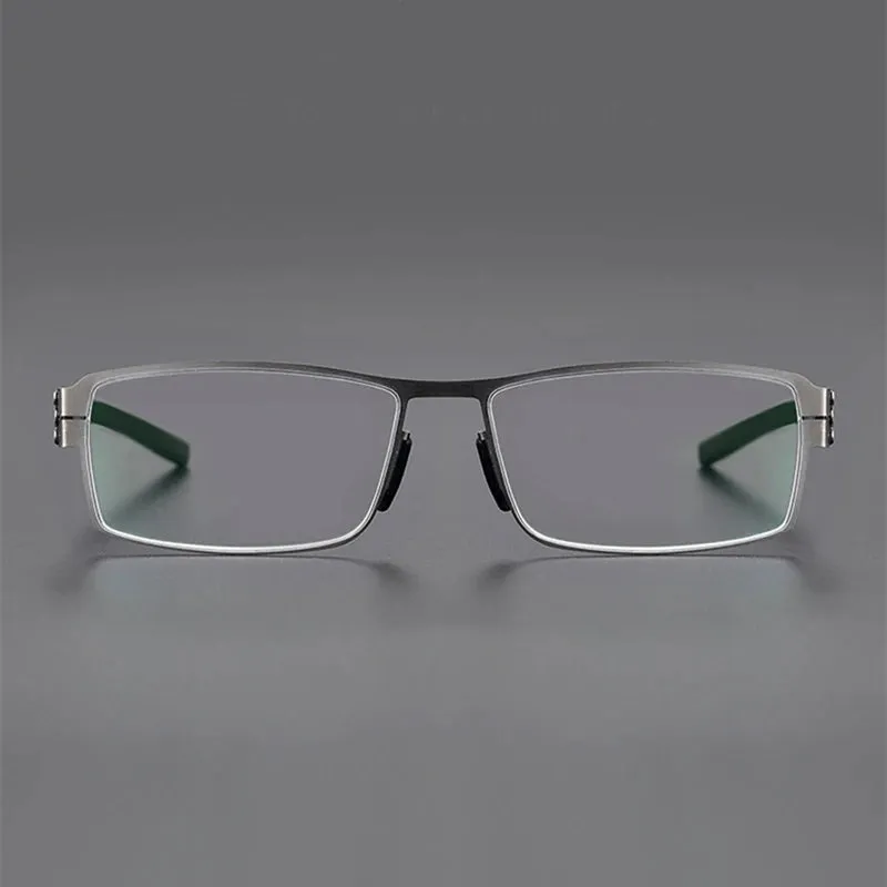 Black Mask Unisex Full Rim Screwless Rectangle Stainless Steel Eyeglasses 5085