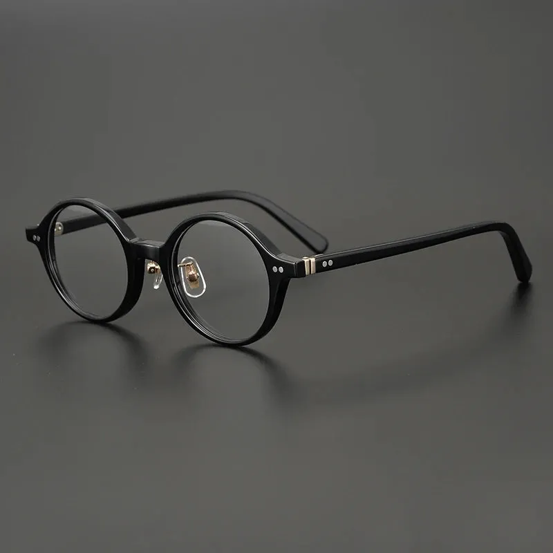 Black Mask Unisex Full Rim Small Round Acetate Eyeglasses Nn013