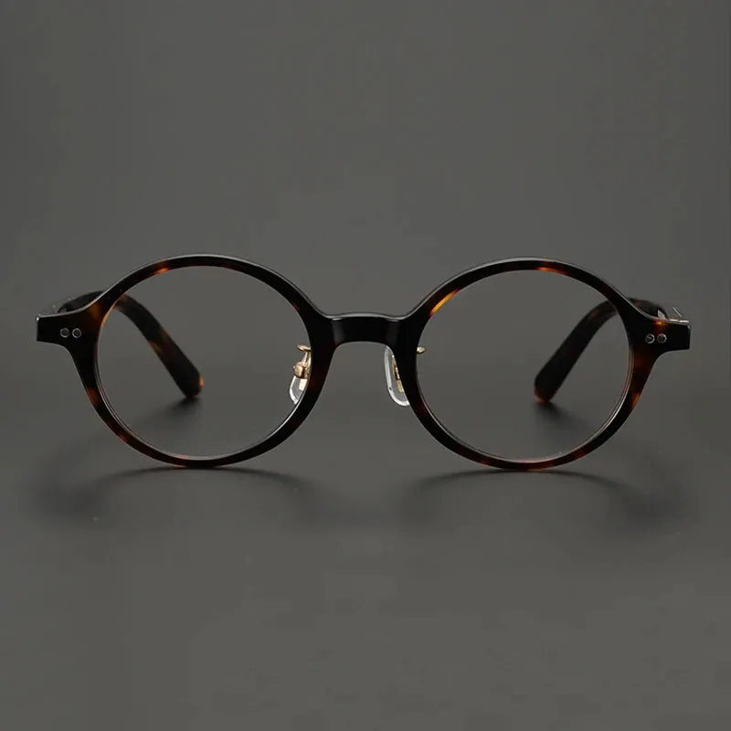 Black Mask Unisex Full Rim Small Round Acetate Eyeglasses Nn013