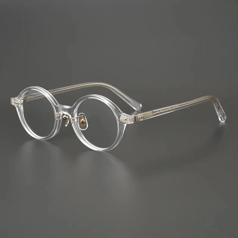 Black Mask Unisex Full Rim Small Round Acetate Eyeglasses Nn013