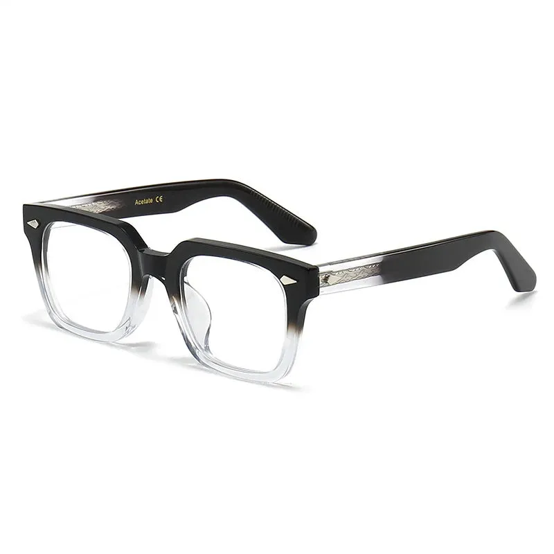 Black Mask Unisex Full Rim Square Acetate Handcrafted Eyeglasses 382348