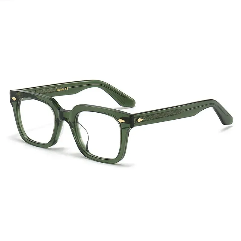 Black Mask Unisex Full Rim Square Acetate Handcrafted Eyeglasses 382348