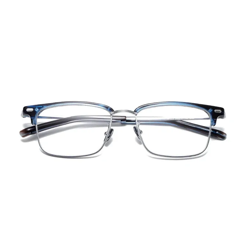 Black Mask Unisex Full Rim Square Titanium Acetate Eyeglasses M122