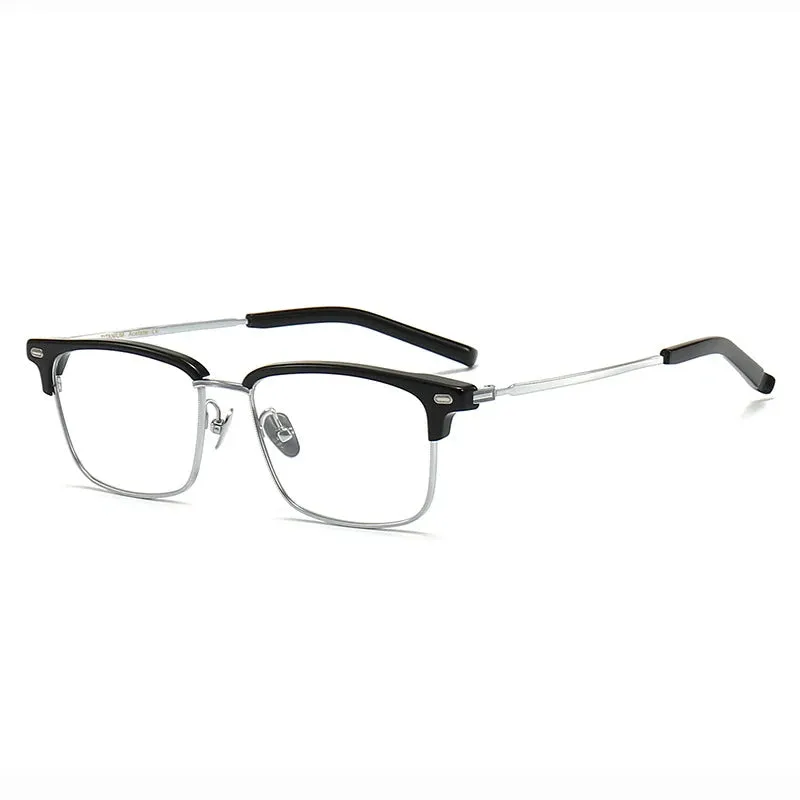 Black Mask Unisex Full Rim Square Titanium Acetate Eyeglasses M122