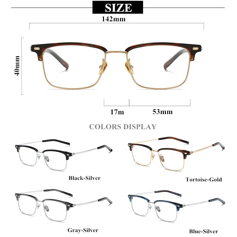 Black Mask Unisex Full Rim Square Titanium Acetate Eyeglasses M122