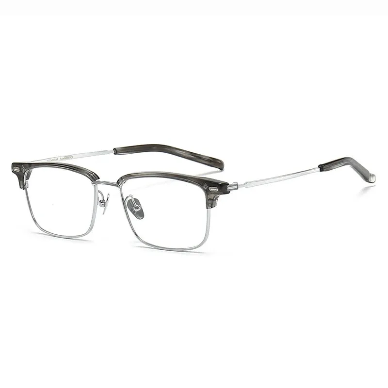 Black Mask Unisex Full Rim Square Titanium Acetate Eyeglasses M122