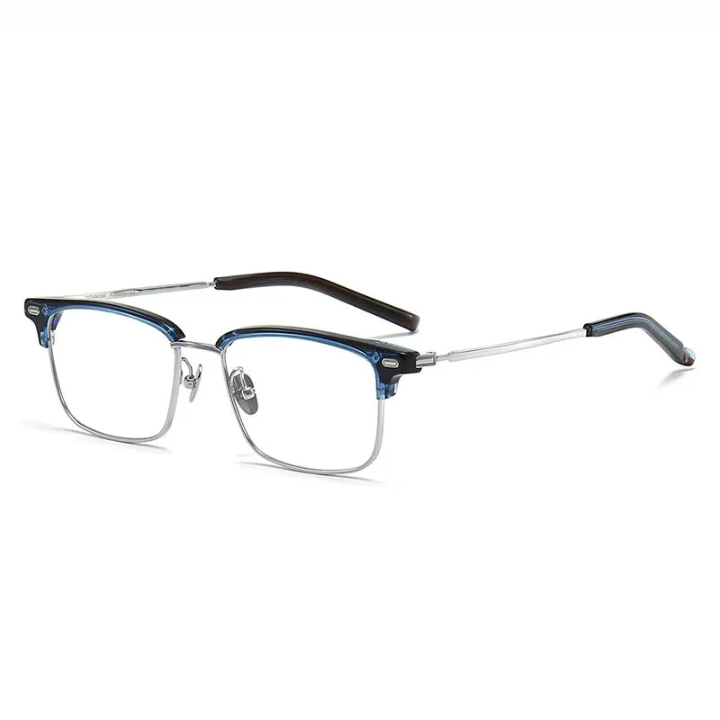 Black Mask Unisex Full Rim Square Titanium Acetate Eyeglasses M122