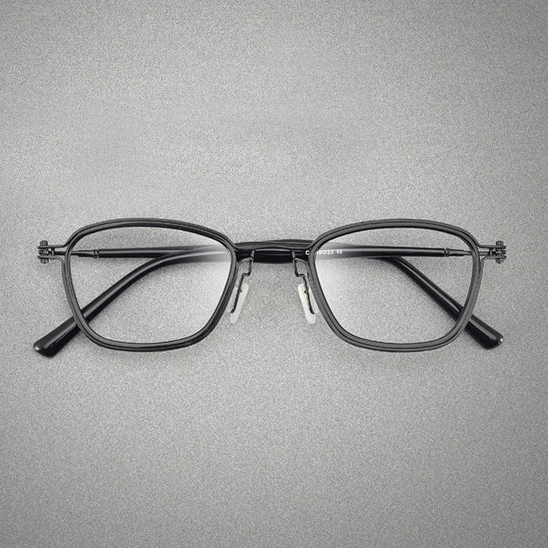 Black Mask Unisex Full Rim Square Titanium Acetate Eyeglasses Sc19