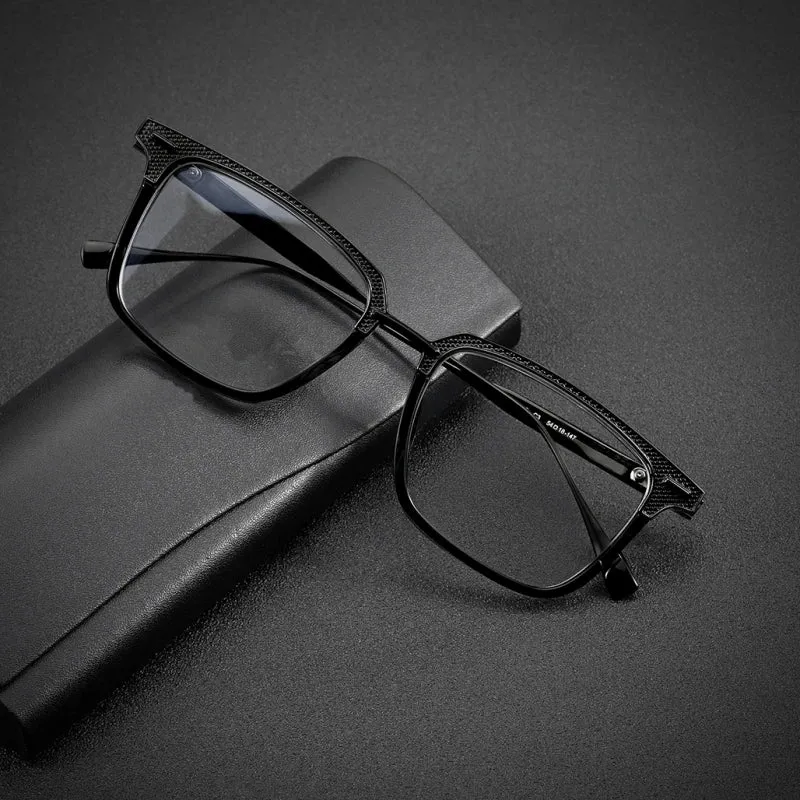 Black Mask Unisex Full Rim Square Titanium Eyeglasses D2085