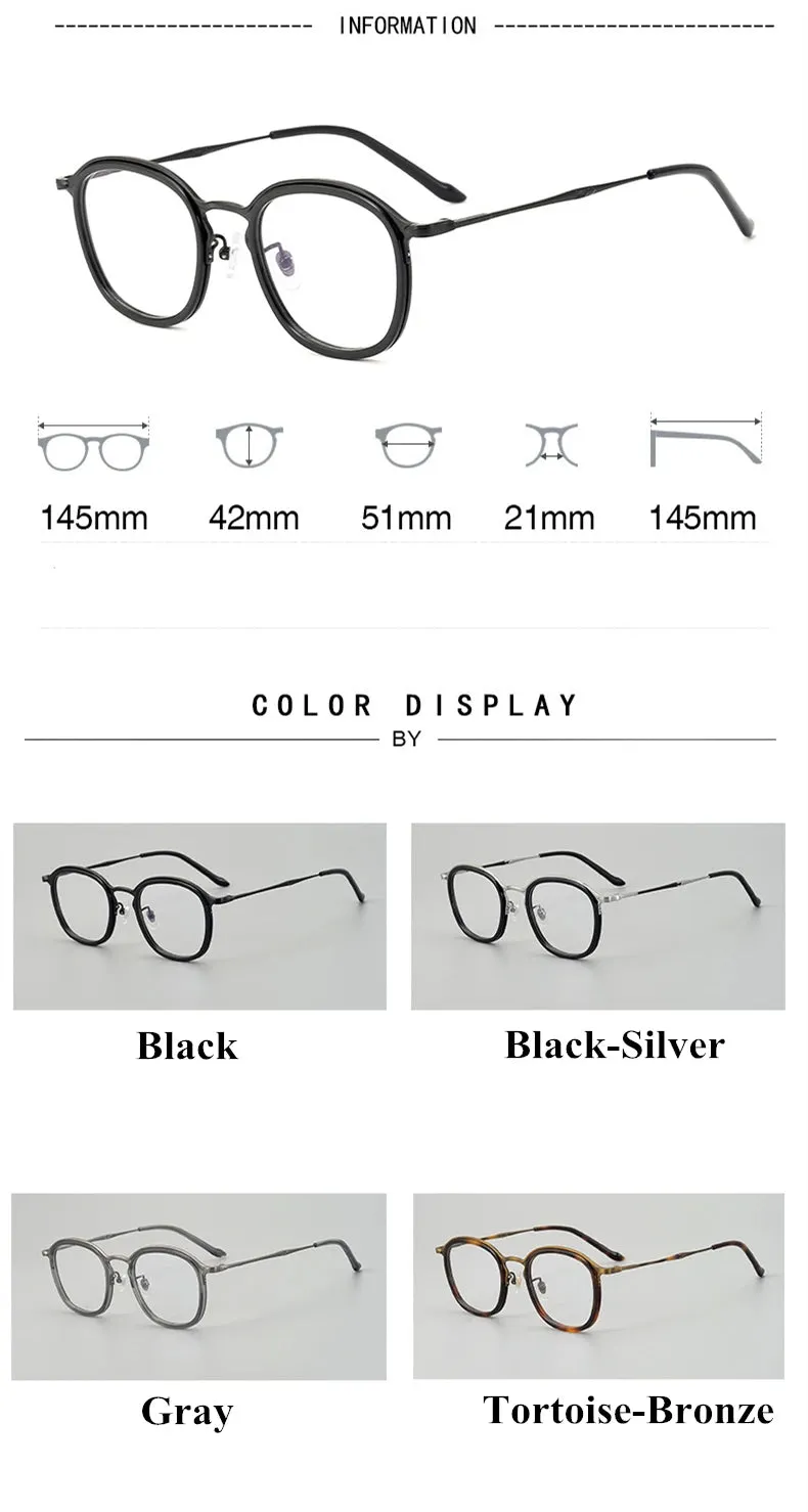 Black Mask Unisex Full Rim Titanium Square Acetate Eyeglasses 5917