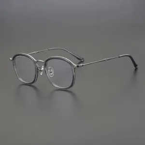 Black Mask Unisex Full Rim Titanium Square Acetate Eyeglasses 5917