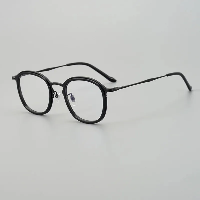 Black Mask Unisex Full Rim Titanium Square Acetate Eyeglasses 5917