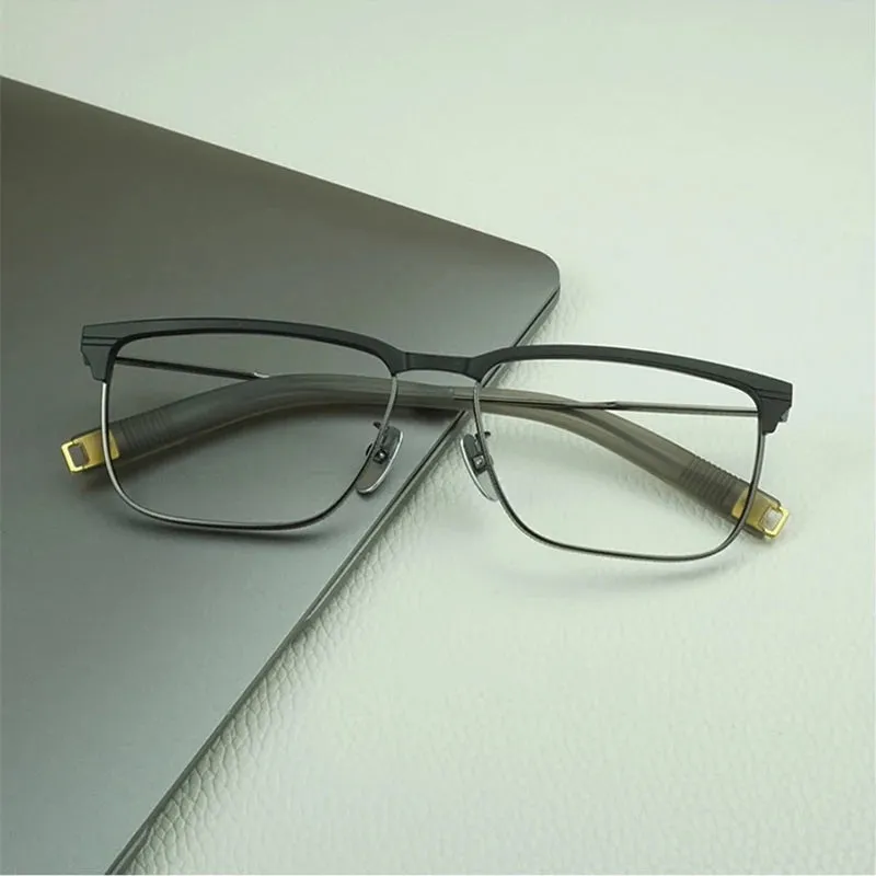 Black Mask Unisex Full Rim Titanium Square Eyeglasses Lsa104