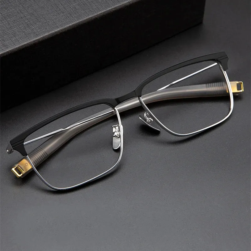 Black Mask Unisex Full Rim Titanium Square Eyeglasses Lsa104