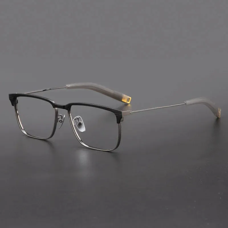 Black Mask Unisex Full Rim Titanium Square Eyeglasses Lsa104