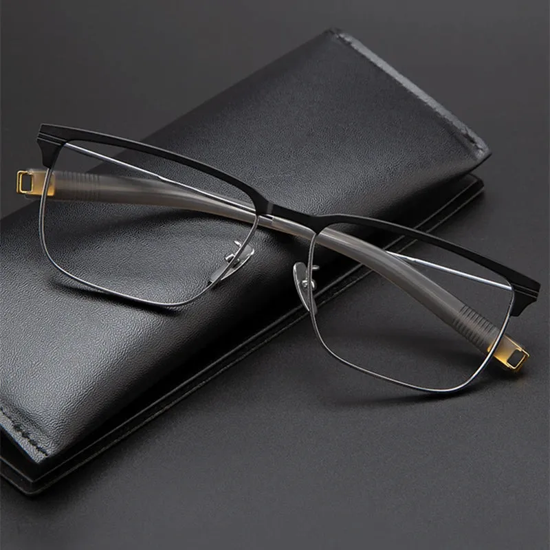 Black Mask Unisex Full Rim Titanium Square Eyeglasses Lsa104