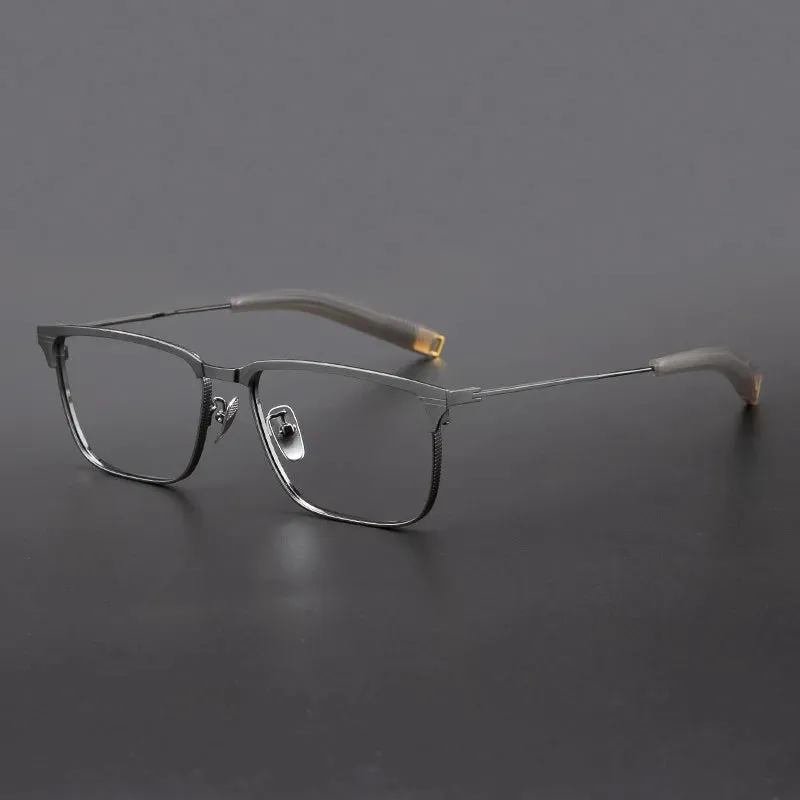 Black Mask Unisex Full Rim Titanium Square Eyeglasses Lsa104