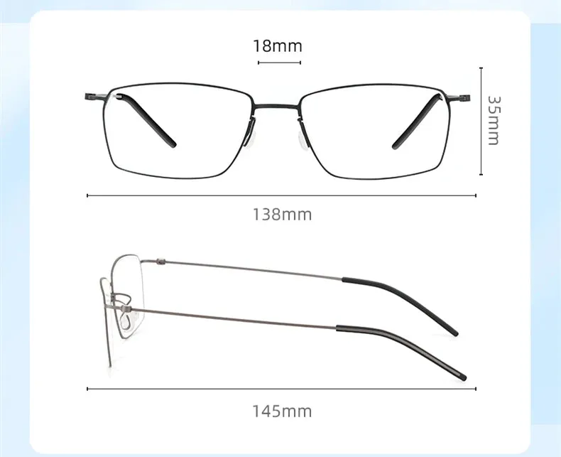 Black Mask Unisex Semi Rim Rectangle Titanium Eyeglasses Clip On Sunglasses K15