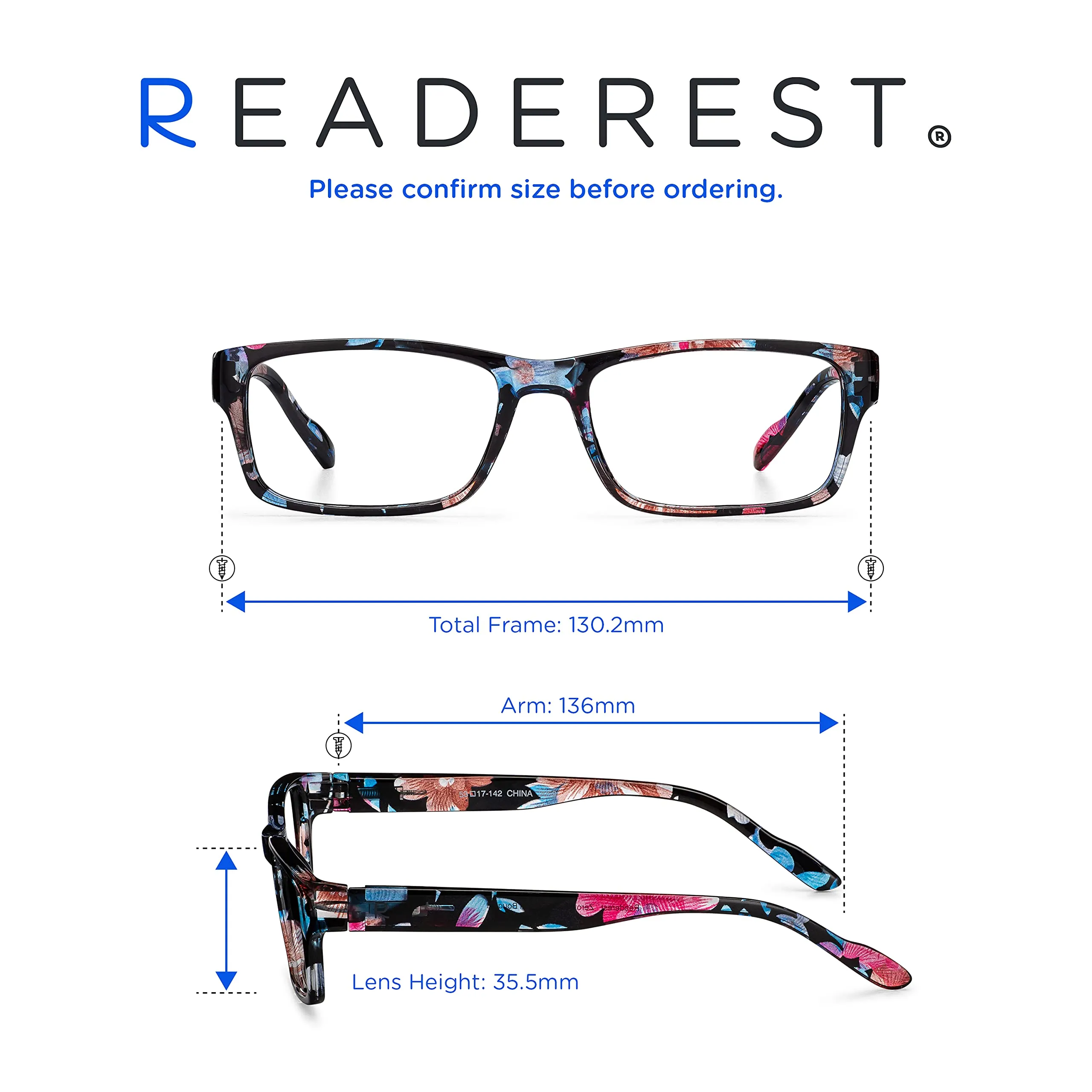 Blue-Light-Blocking-Reading-Glasses-Floral-3-75-Magnification Anti Glare